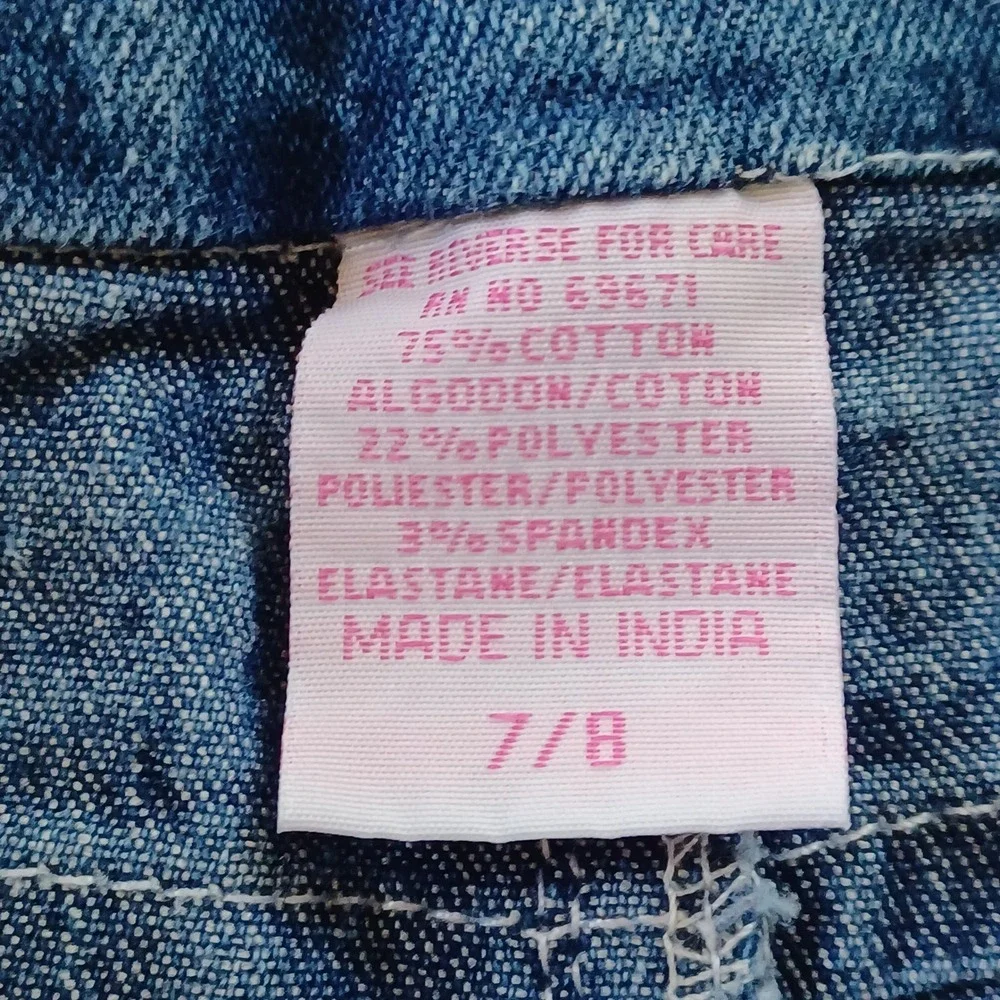Unbranded Denim Shorts Kids Size 7/8 Blue Frayed Raw Hem Stretch Cotton Blend